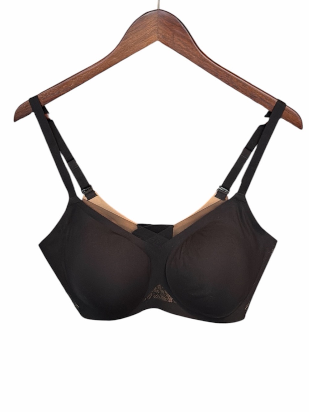 Honeylove Crossover liftwear black Wirefree bra XL lace mesh seamless‎ comfort